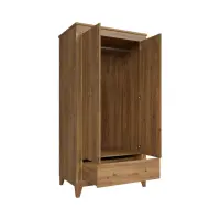 Armario de dos puertas Bergen 102 cm con cajón alerce sibiu dorado