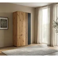 Armario de tres puertas Vabres 90 cm roble artisan listones