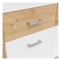 Armario de tres puertas Brando-3 136 cm con espejo y cajones roble artisan/blanco