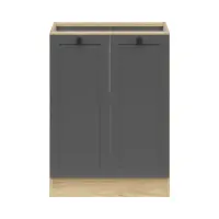Mueble bajo de cocina Junona Line 60 cm con 2 puertas roble bernstein/grafito