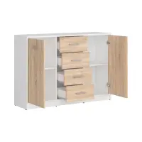 Cómoda Nepo Plus 119 cm con 2 puertas y 4 cajones blanco/roble sonoma