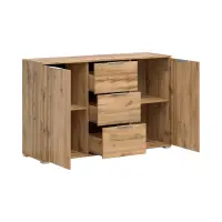 Cómoda Zele 135 cm con 2 puertas y 3 cajones roble wotan