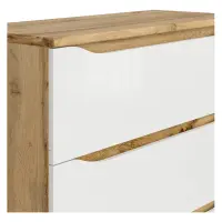 Cómoda Nuis 90 cm con 3 cajones roble wotan/blanco brillo