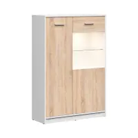 Vitrina Nepo Plus 90 cm con 2 puertas blanco/roble sonoma