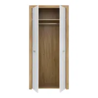 Armario de dos puertas Balder 90 cm roble riviera/blanco brillo