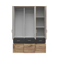 Armario de tres puertas Brando-3 136 cm con cajones roble flagstaff oscuro