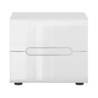 Mesita de noche Azteca Trio 50 cm con 2 cajones blanco brillo