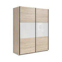 Armario de puertas correderas Tetrix 153 cm roble sonoma/blanco brillo