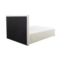 Cama tapizada Tripo 140x200 con somier y arcón beige