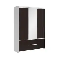 Armario de cinco puertas Kaspian 153 cm con espejo y cajones blanco/wenge