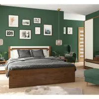 Cama Ruso 140x200 con contenedor y somier roble april