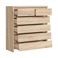Cómoda Kaspian 105 cm con 6 cajones roble sonoma