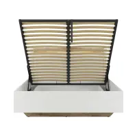 Cama Alameda 160x200 con contenedor y somier blanco brillo