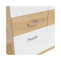 Armario de dos puertas Brando-2 91 cm con cajones roble artisan/blanco