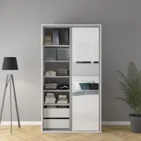 Armario de puertas correderas Flex 120 cm con espejo blanco brillo