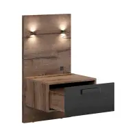 Conjunto Kassel cama 160 y mesitas de noche roble monastery/roble negro