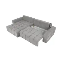 Sofá rinconera izquierdo Chill_Me convertible con arcón de chenilla gris