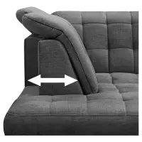 Sofá rinconera izquierdo Aragon extensible con reposacabezas y asiento regulables gris