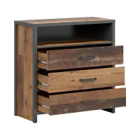 Cómoda Weston 90 cm con 3 cajones y estante pino old style