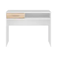 Biurko Nepo Plus 100 cm z szufladą i półką biały/dąb sonoma