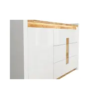Cómoda Alameda 147 cm con puertas y 3 cajones roble westminster/blanco brillo