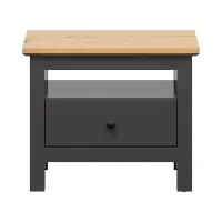 Mesita de noche Hesen 60 cm con cajón grafito/roble artisan