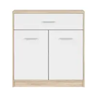 Cómoda Nepo Plus 80 cm con 2 puertas y un cajón roble sonoma/blanco