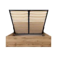 Cama Tetrix 160x200 con somier, arcón y cabecero tapizado roble wotan
