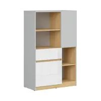 Комод Nandu 80 см с 2 дверцами 4 полками и ящиком светло-серый/дуб польский/белый глянец