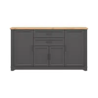 Cómoda Tolmin 180 cm con 4 puertas y 2 cajones grafito/roble artisan