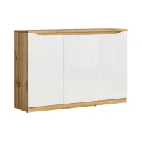 Aparador Nuis 135 cm de tres puertas roble wotan/blanco brillo