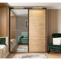 Armario corredero Flex 200 cm con espejo roble artisan