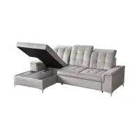 Sofá rinconero izquierdo Ariado convertible con contenedor de terciopelo beige