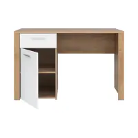 Escritorio Balder 120 cm con puertas y cajón roble riviera/blanco