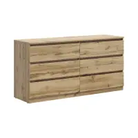 Cómoda Tetrix 150 cm con 6 cajones roble wotan