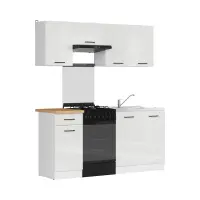 Conjunto de cocina Junona Line 170 cm brillo tiza con encimera