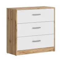 Cómoda Matos 80 cm con 3 cajones roble wotan/blanco