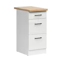 Mueble bajo de cocina Junona Line 40 cm con cajones brillo tiza con encimera