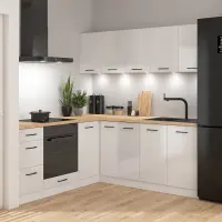 Conjunto de cocina rinconera Junona Line 200x200 brillo tiza sin encimera