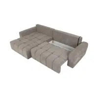 Sofá rinconera izquierdo Chill_Me convertible con arcón chenilla marrón