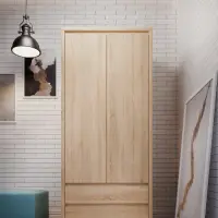 Armario de dos puertas Kaspian 90 cm con cajones roble sonoma
