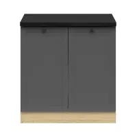 Mueble de cocina bajo Junona Line 80 cm de dos puertas grafito con encimera