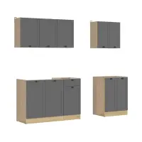 Conjunto de cocina Junona Line A 180 cm grafito sin encimera