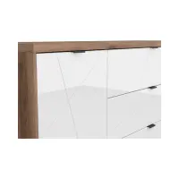 Cómoda Forn 156 cm con puertas y 3 cajones roble delano oscuro/blanco brillo