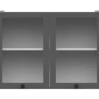 Armario superior de cocina Junona Line 80 cm de dos puertas con vitrina roble bernstein/grafito