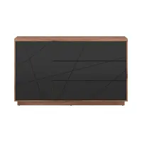 Cómoda Forn 156 cm con puertas y 3 cajones roble delano oscuro/negro mate