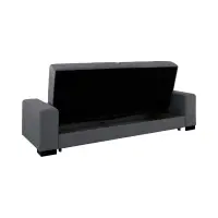 Sofá cama de tres plazas Rubio plegable con contenedor de terciopelo gris