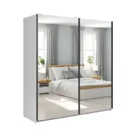 Armario de puertas correderas Tetrix 183 cm con espejo blanco brillo