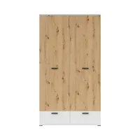 Armario de dos puertas Homeland 119 cm con 2 cajones blanco/roble artisan