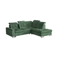 Sofá de esquina derecho Aragon convertible con reposacabezas y asiento ajustable verde